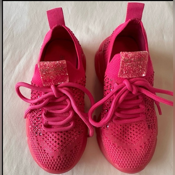 Steve Madden Shoes-Pink Rhinestone and Glitter Sneakers Size 12 Toddler Girl - Picture 5 of 6